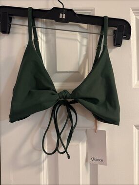 Quince Dark Green Tie-Front Bikini Top